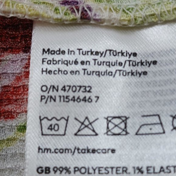 NEW H&M Floral Pleet Dress Size XXL Mini Short Cold Shoulder Ivory Floral - Picture 12 of 15